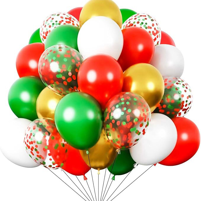 12 inç karışık renkli Noel balon seti