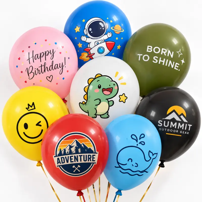 Çoklu Logo Tasarımları için Özel Baskılı Lateks Balon Adedi