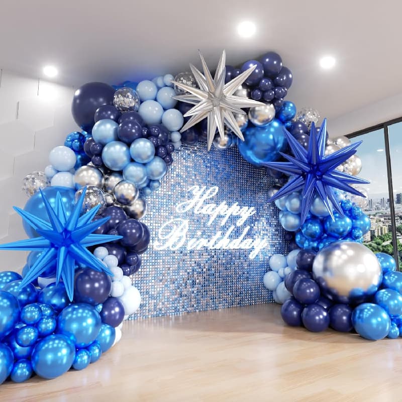Mavi Doğum Günü Balon Kemeri