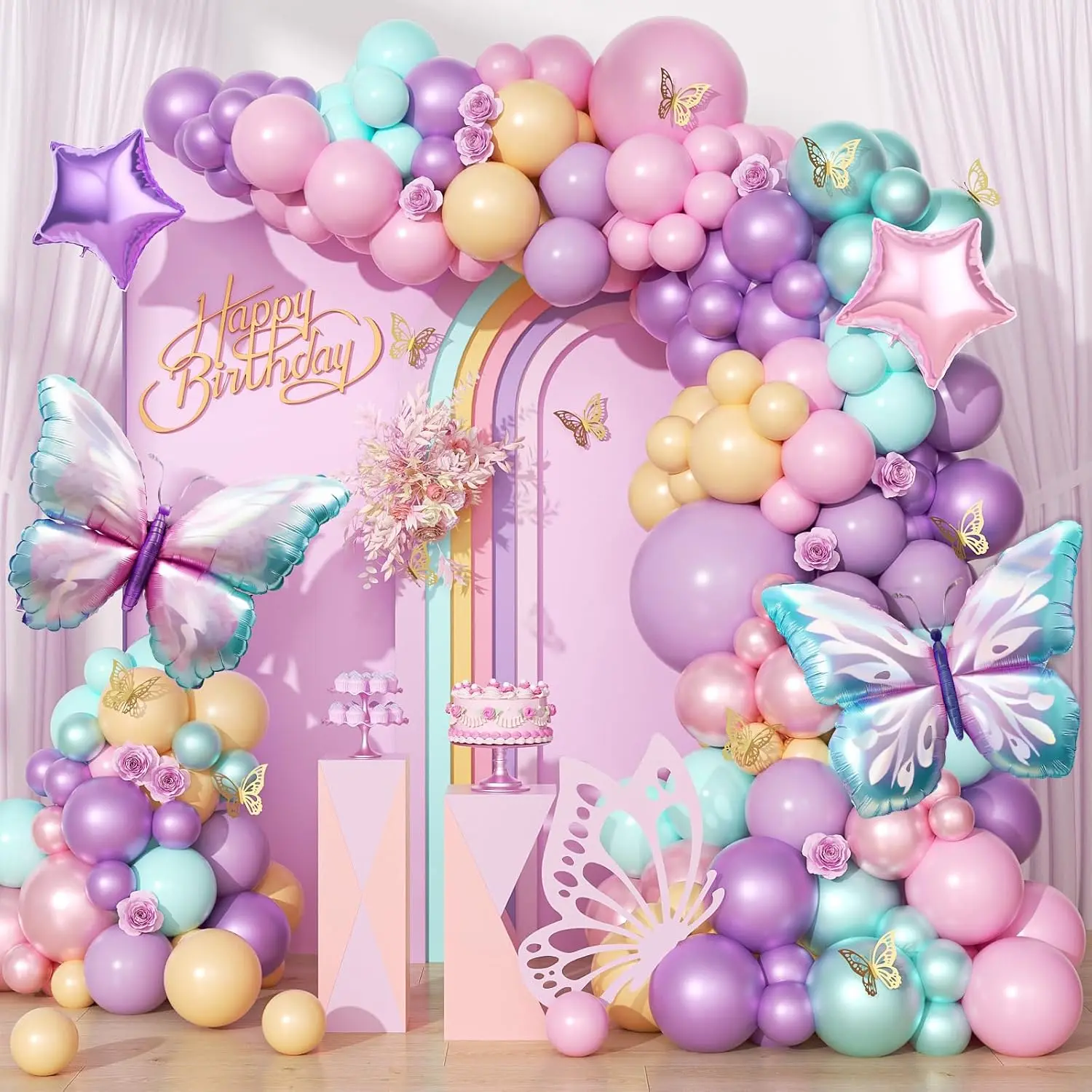 Kelebek Balon Çelenk Seti