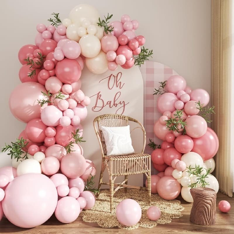 Tozlu Pembe Balon Çelenk Seti