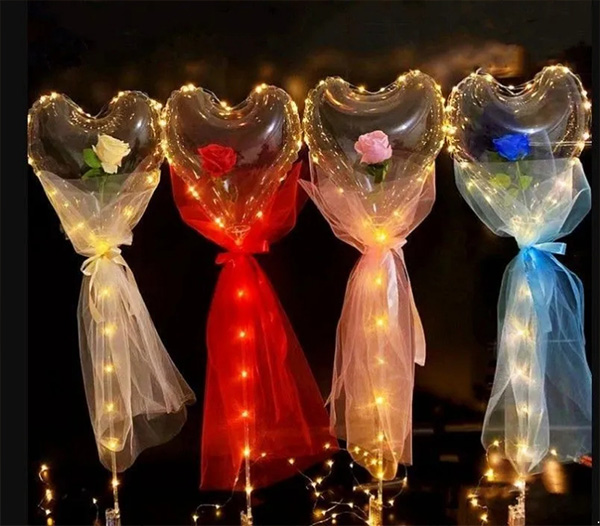 Kalp Şekilli Bobo Balon Gül Seti